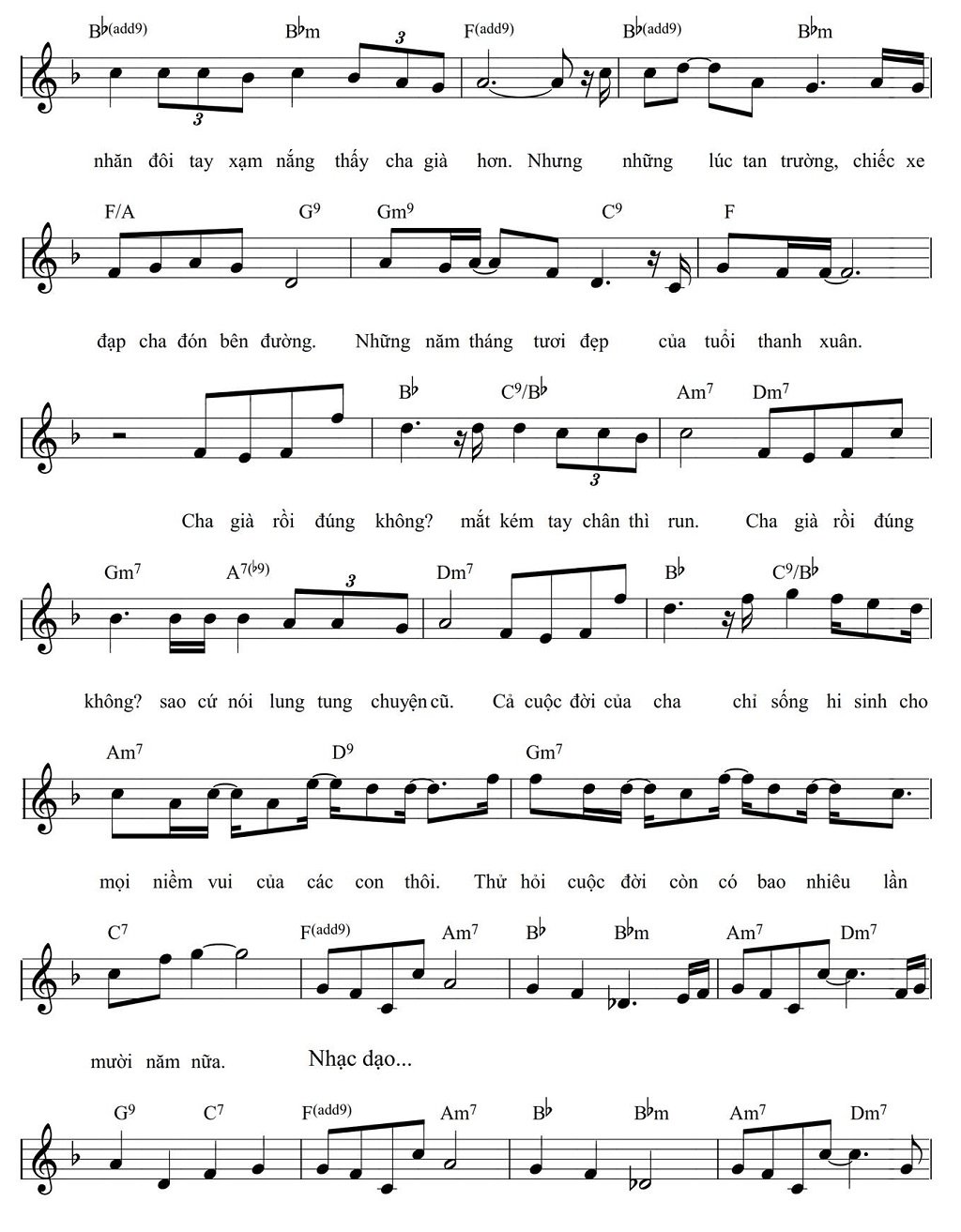 Sheet nhạc Cha Già Rồi Đúng Không 2